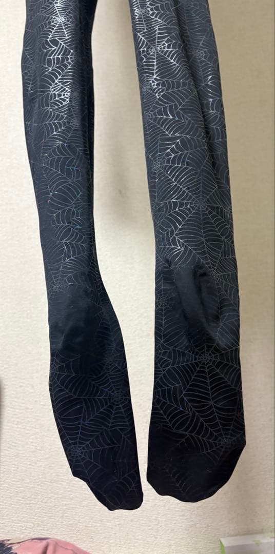 み*ぃ様 アートソン製　ゼンタイ　クモの巣模様　全身タイツ　フード付き