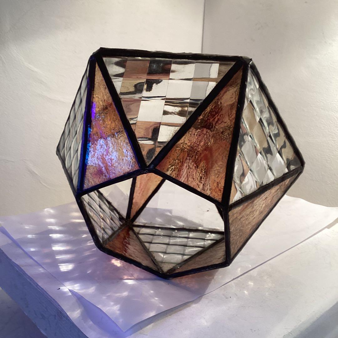 ステンドグラスランプ住宅用　12角2段ペンダントランプシェード1854)