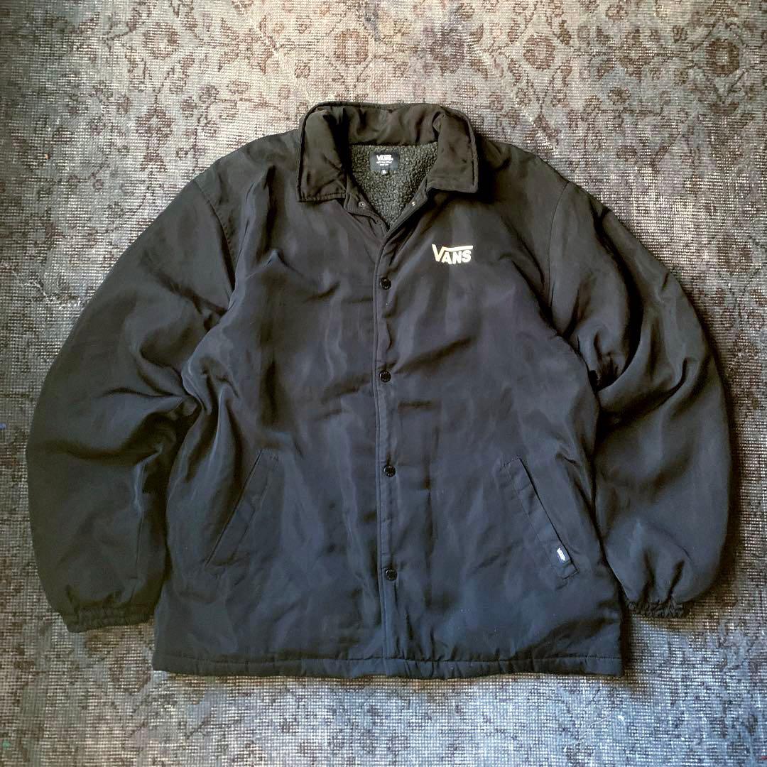 希少 00s VANS バンズ コーチジャケット 裏ボア ナイロン 黒 グランジ