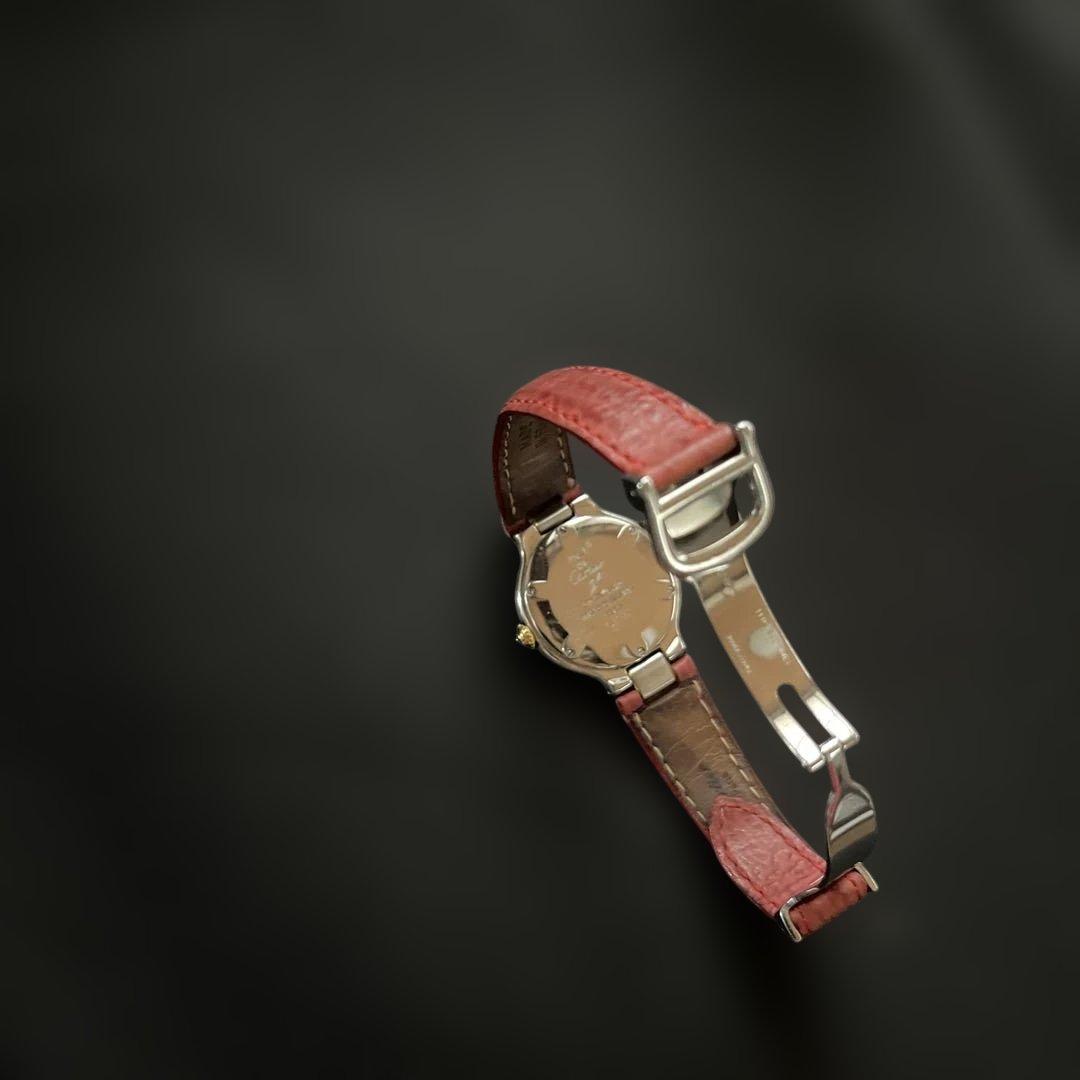 カルティエレディース時計 赤 レザー/電池交換済み