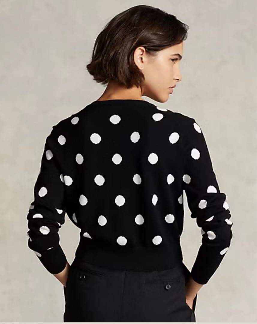 【未使用】ポロラルフローレン雑誌掲載ウール100%ドット柄ショートカーディガン