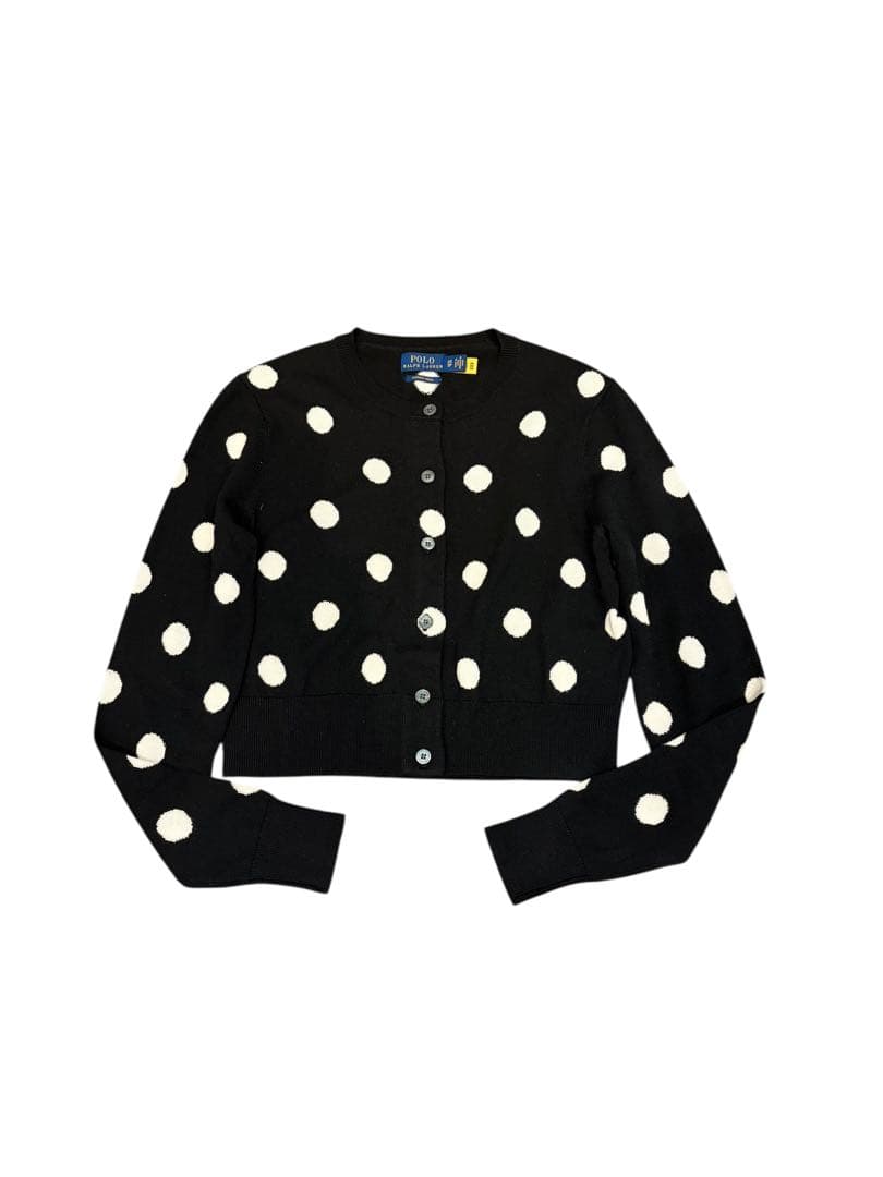 【未使用】ポロラルフローレン雑誌掲載ウール100%ドット柄ショートカーディガン