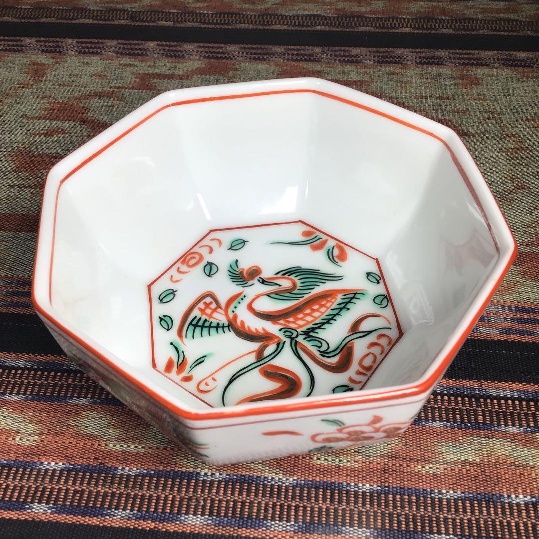 たち吉　『赤呉須花鳥』　赤絵金彩　小鉢　5枚　縁起物