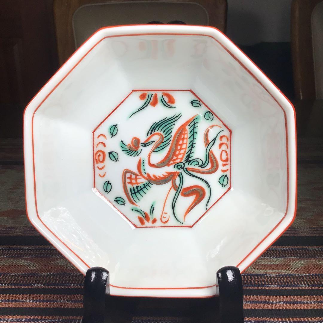 たち吉　『赤呉須花鳥』　赤絵金彩　小鉢　5枚　縁起物