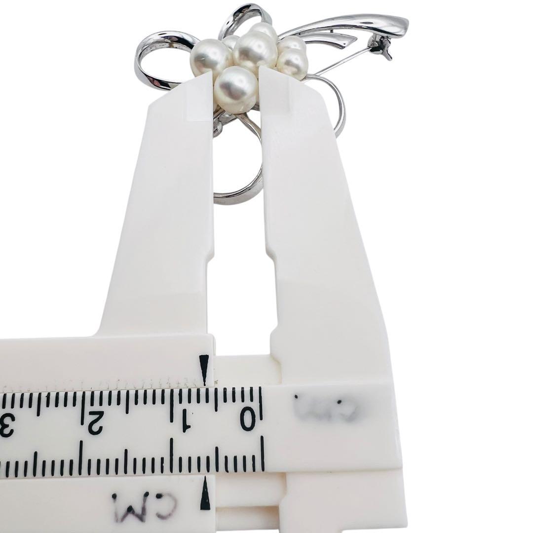 美品　ミキモト　あこやパール　真珠　9粒　シルバー　フラワー　ブローチ