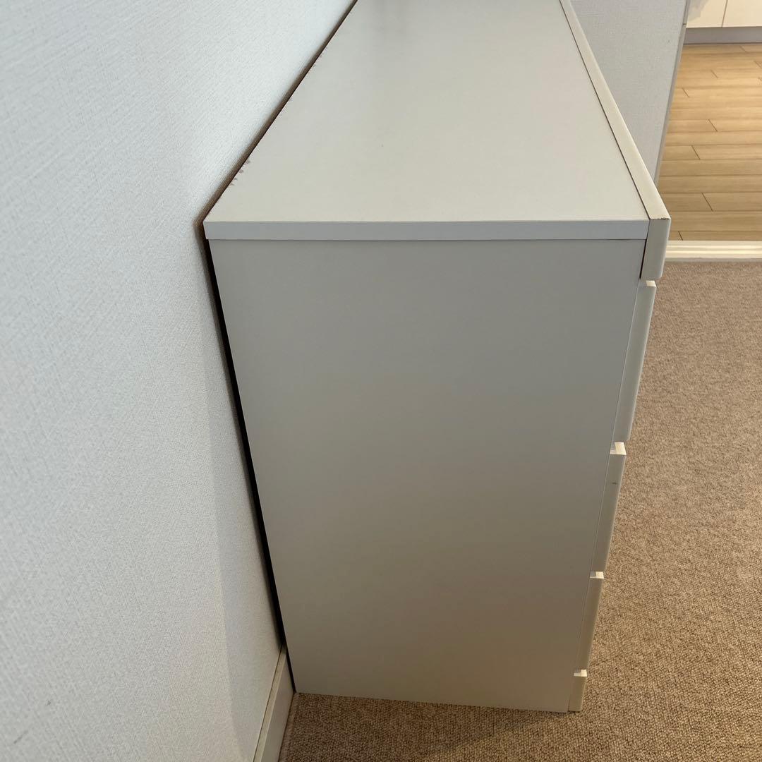 ホワイト 木製 ローチェスト 3段　6引き出し