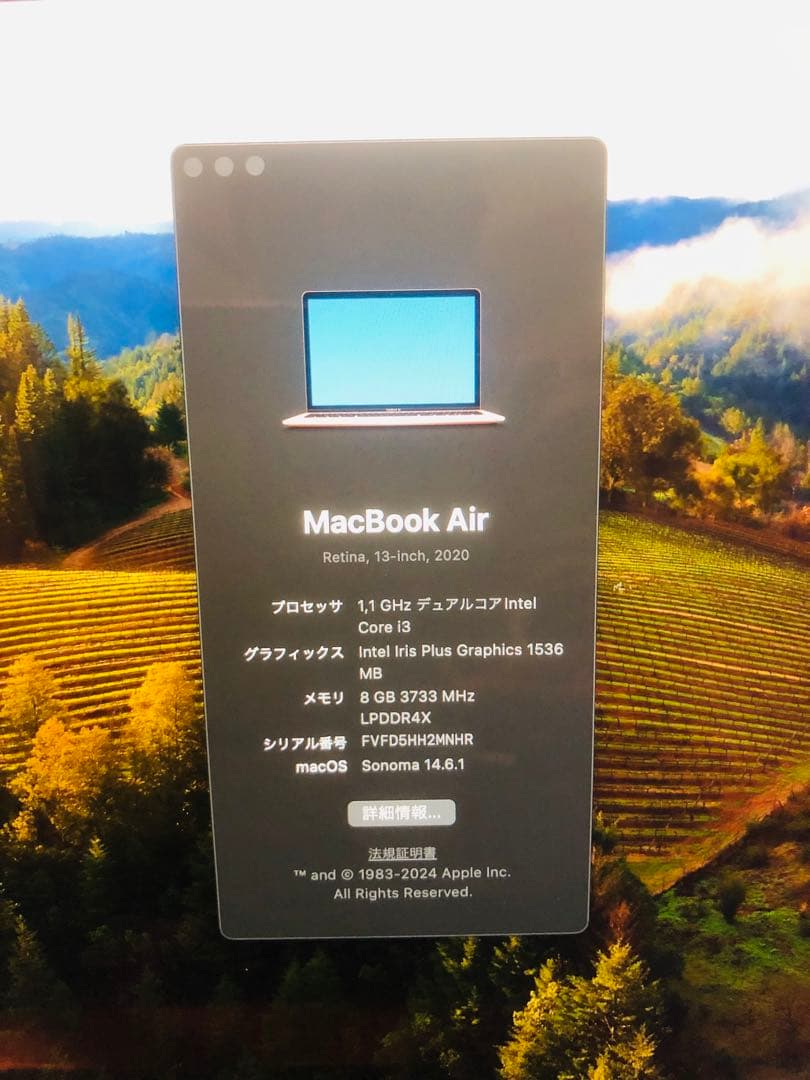 MacBook Air 2020 13インチ 8GB/256GB 充放電228回