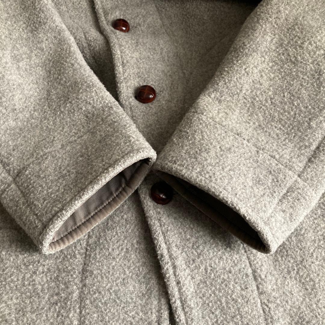 極美品　DANTON ウールモッサ・フーデイロングコート　グレー系　メンズ38