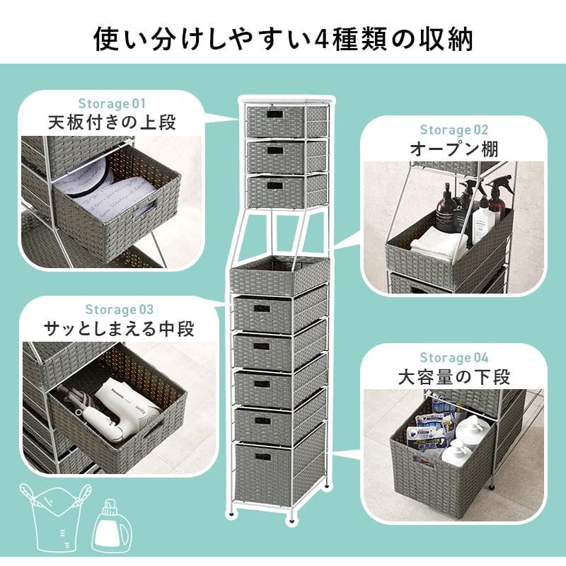 【訳あり特価】スリム ランドリーチェスト大容量 引き出し 防水 隙間収納