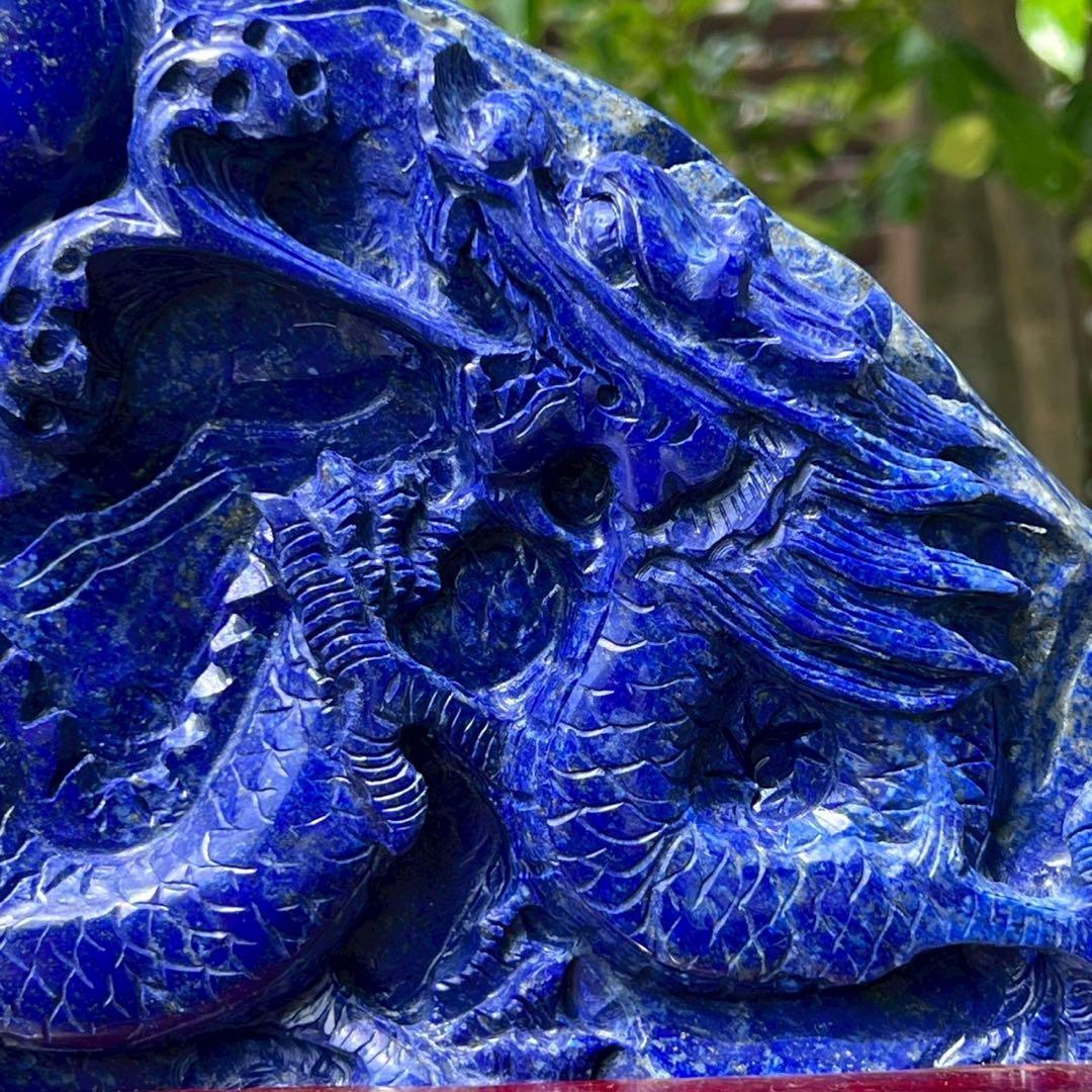 新年開運にも✨極上の逸品☆青龍✨ラピスラズリ 龍彫り 原石 天然石 置物 一点物