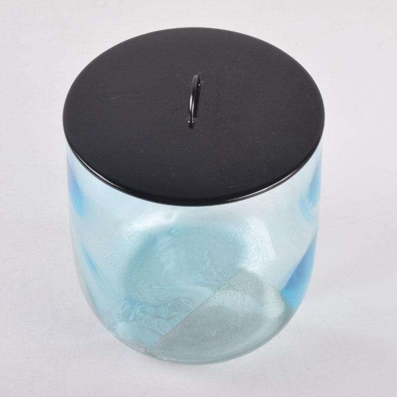 茶道具　水崎長寿作　義山　切箔　水色　水指　蓋裏波車蒔絵　共箱　V　8380