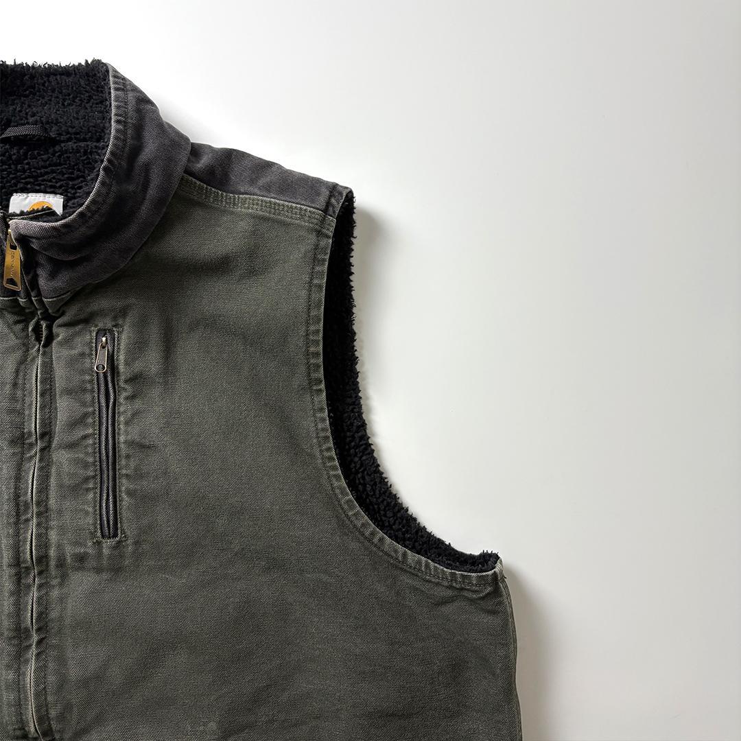 carhartt ダックベスト 裏ボア 2XL モスグリーン ブラック