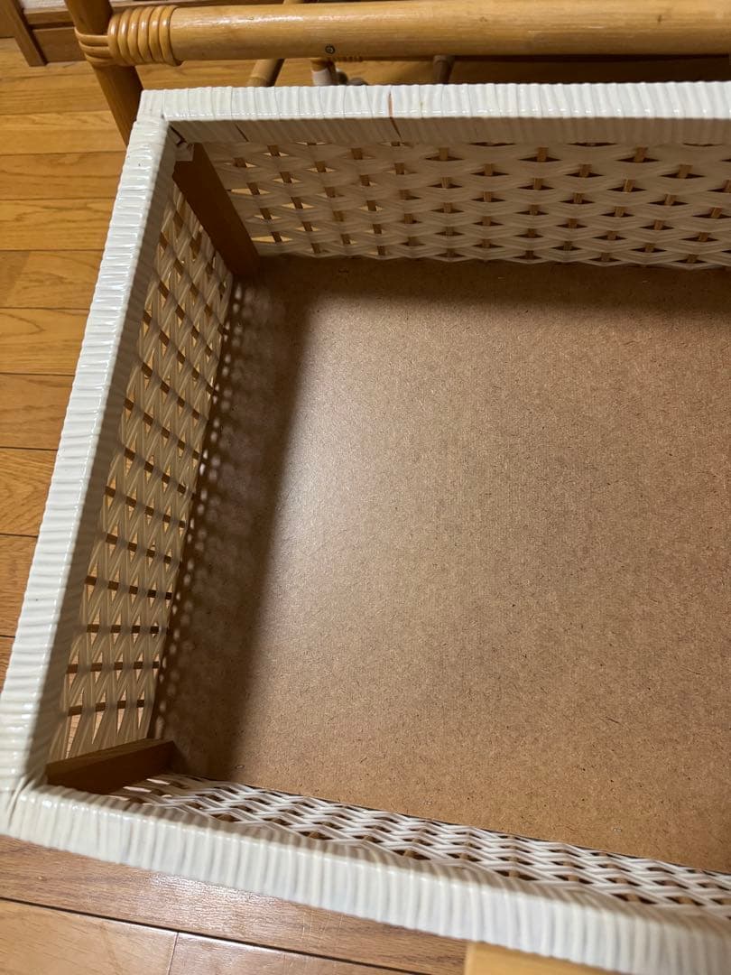 ミッフィー　ピンク　籐ラタン　大型 蓋付 バスケット3段　昭和レトロ　レア　希少