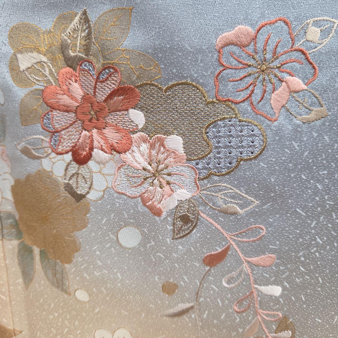 スワトウ刺繍、辻ケ花文様訪問着4点フルセット、着物、袋帯、帯締め、帯揚げ