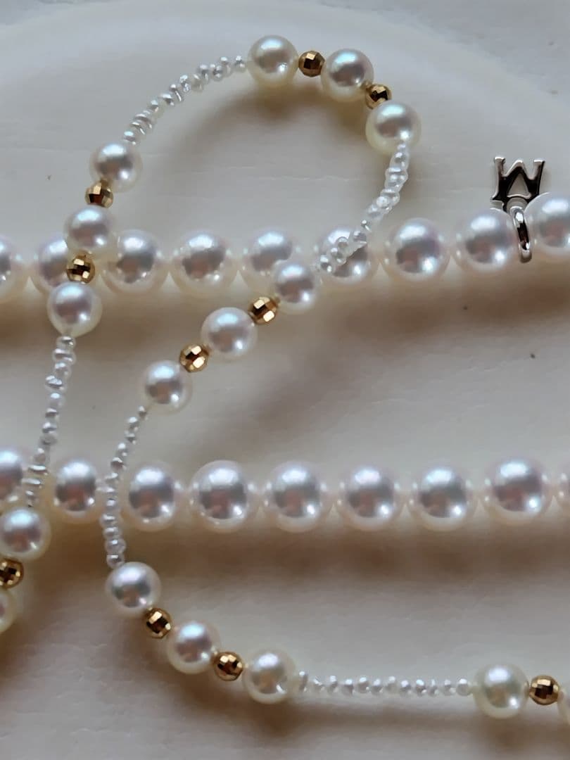 K18 アコヤ真珠ベビーパール、あこや砂芥子パールの、ネックレス