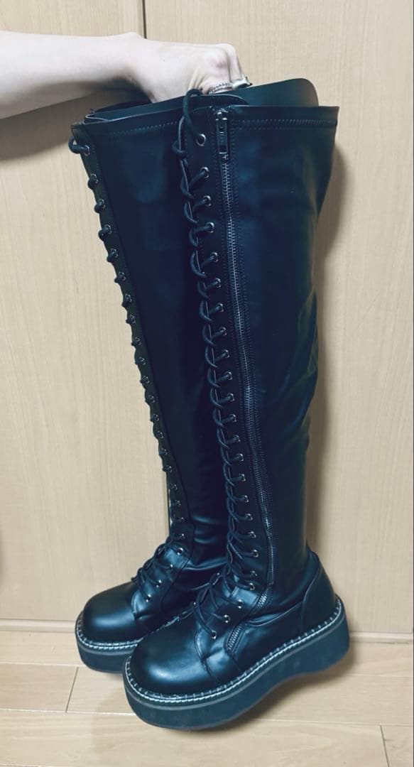 demonia デモニア　ニーハイブーツ　厚底　ブラック24.5~25.0 cm