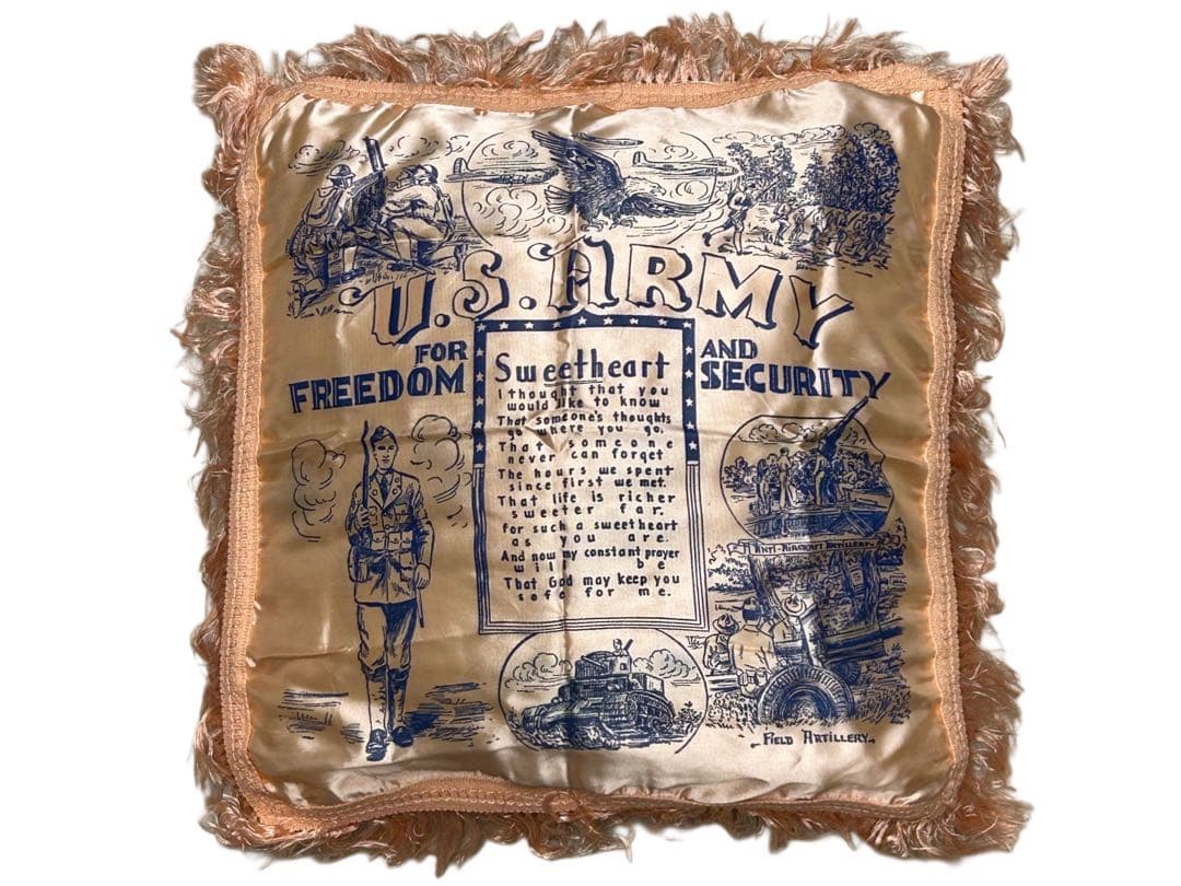 40s ビンテージ スーベニア クッション アンティーク雑貨 USARMY