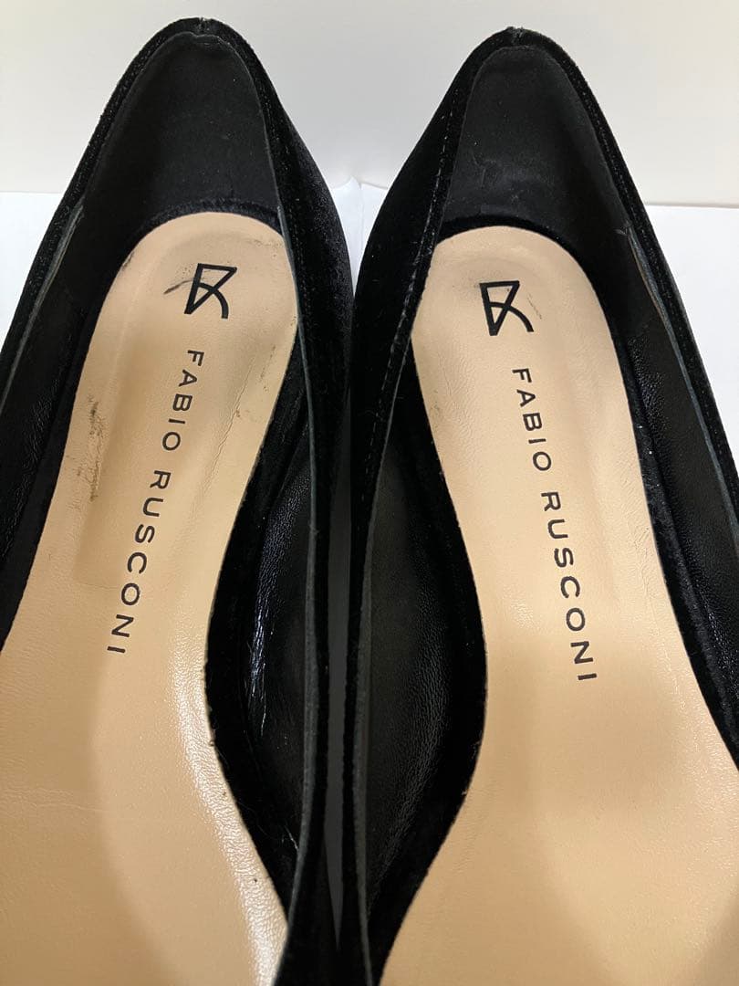 FABIO RUSCONI ファビオルスコーニ ベロアフラットシューズ ブラック