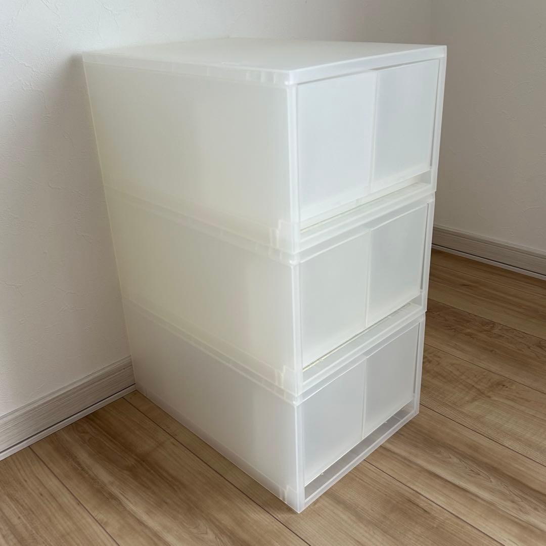 美品 無印良品 ポリプロピレン小物収納ケース 大 引出2個 半透明 6個セット