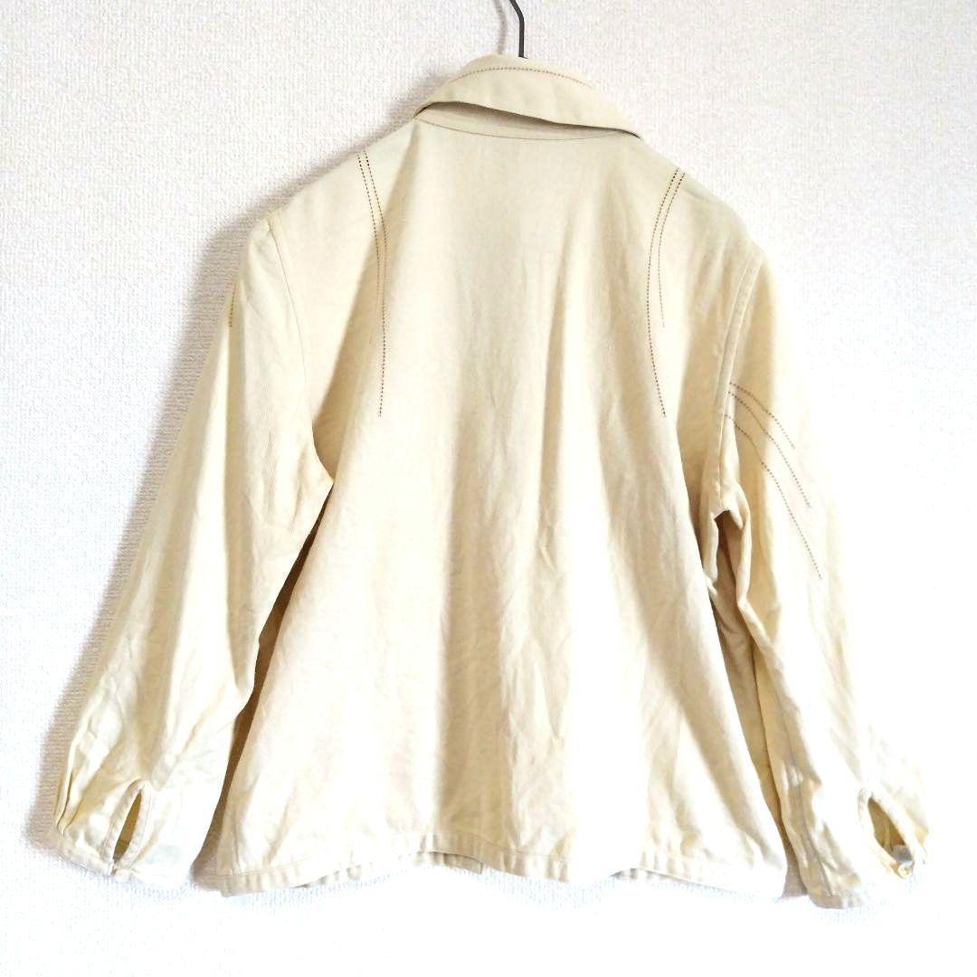 ミナペルホネン　コットンシャツ　ライン　カットワーク刺繍　キナリ　オフホワイト