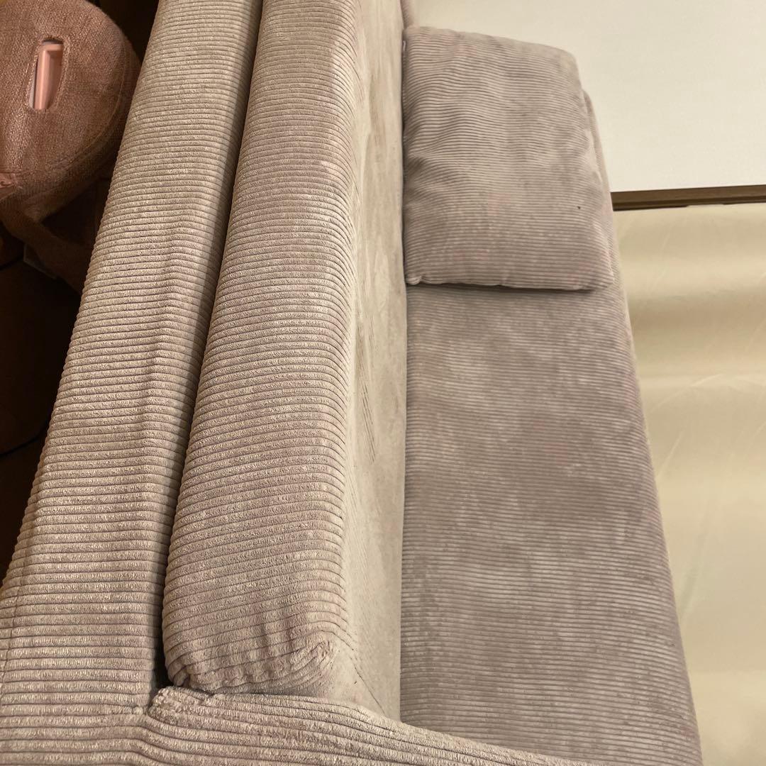 コーデュロイ L字型ソファ 2人掛け