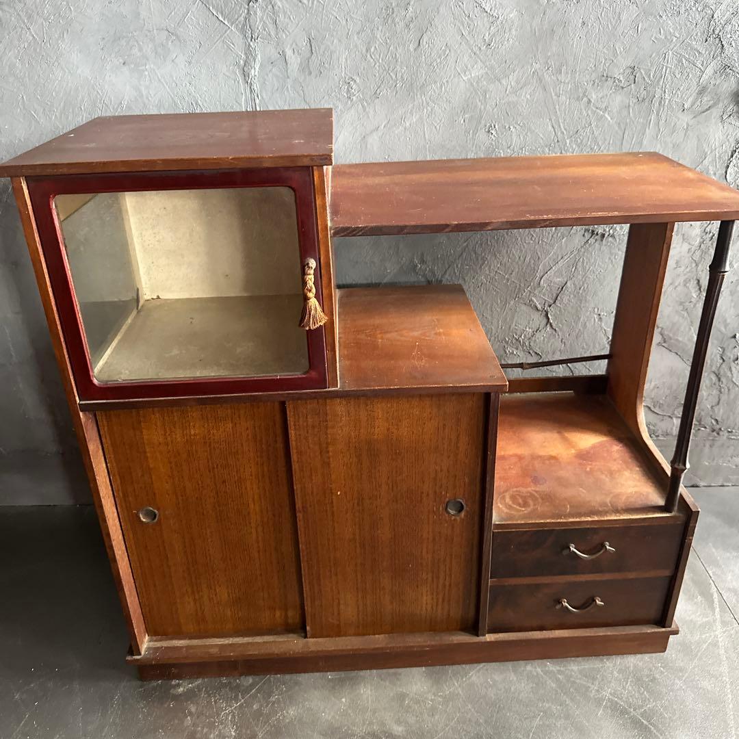 さらに！瞬間お値下げ❣️小さな茶箪笥　古ガラス入っています！ 食器棚などに可愛い