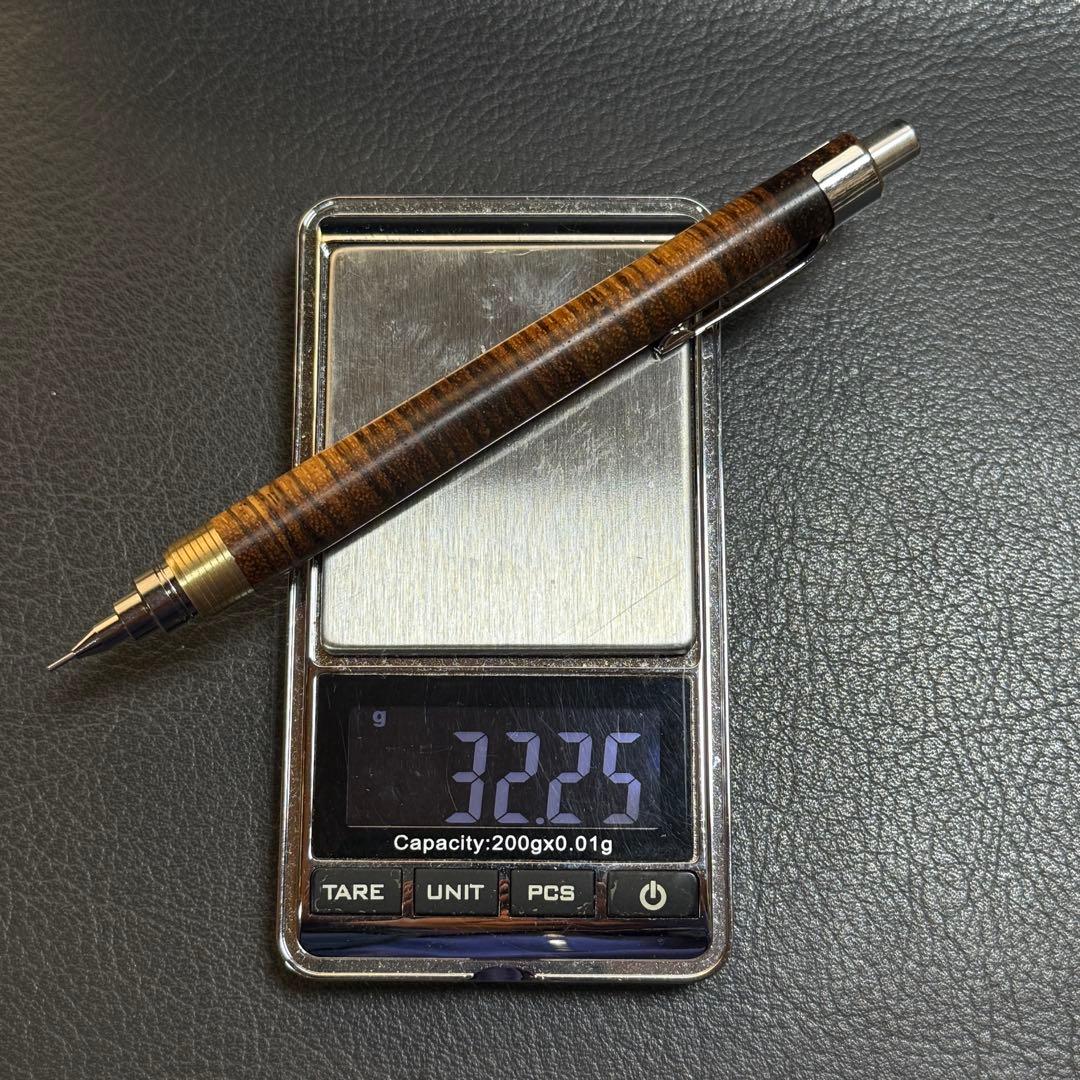 211ゼブラウッド横目スタビ　木製シャーペン　超低重心(溝付き) 真鍮