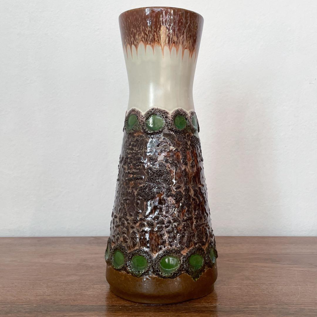【東ドイツ Strehla大きな花瓶】fat lavaミッドセンチュリー 297