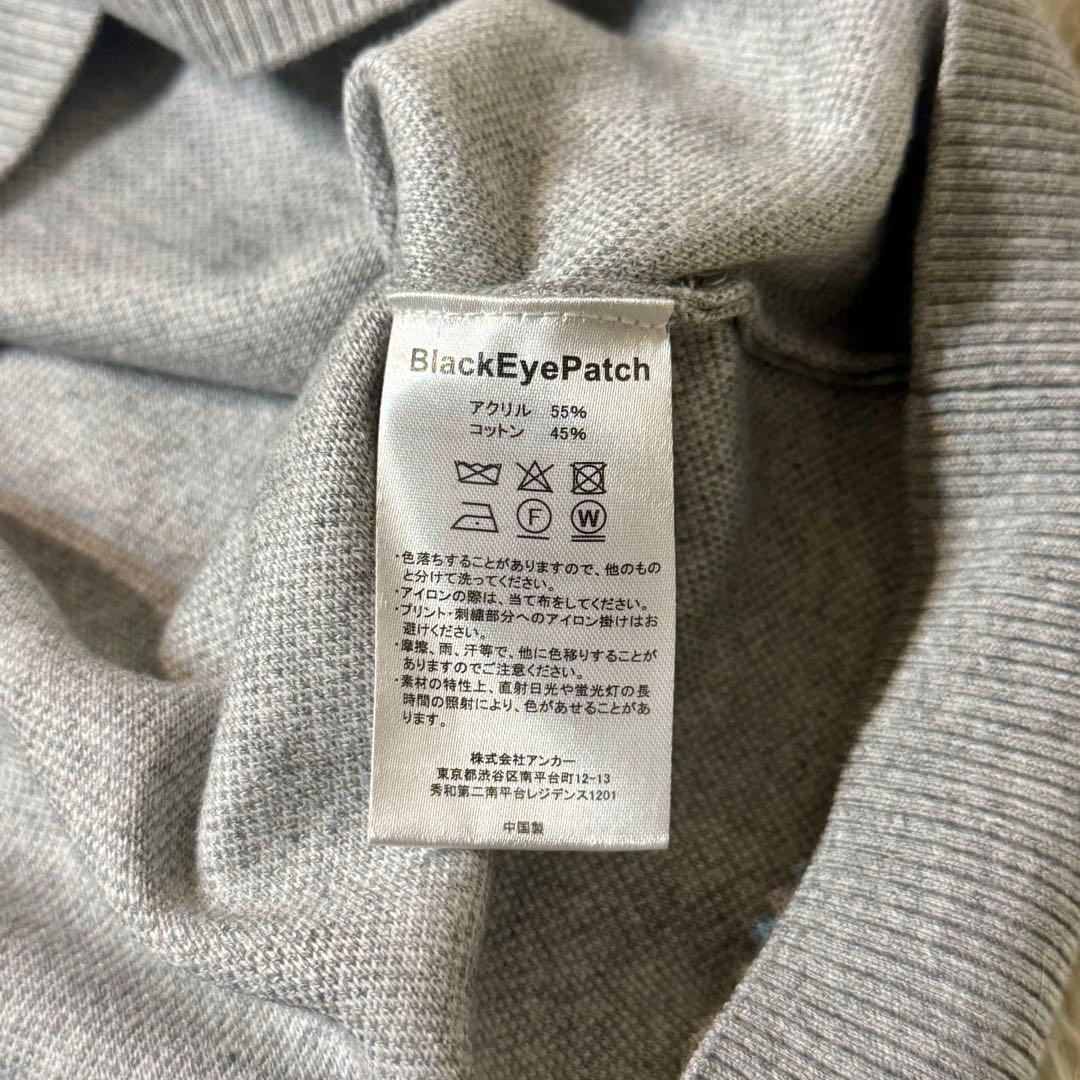 【完売モデル 美品】ブラックアイパッチ ロゴ ジャガードニット Lサイズ