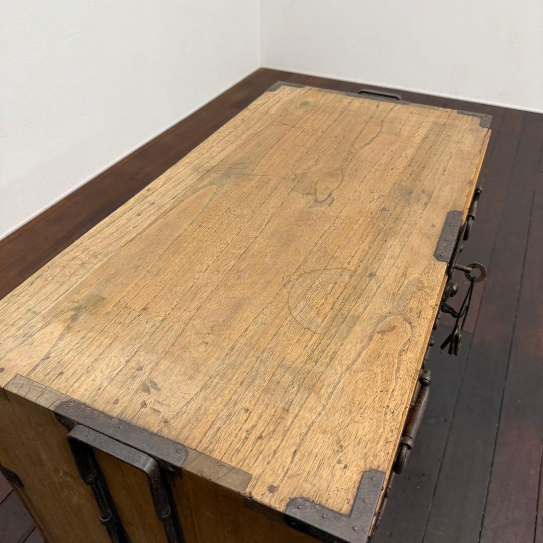 H110K10 リペア済み 和製アンティーク 帳場箪笥 鍵付き 隠しあり