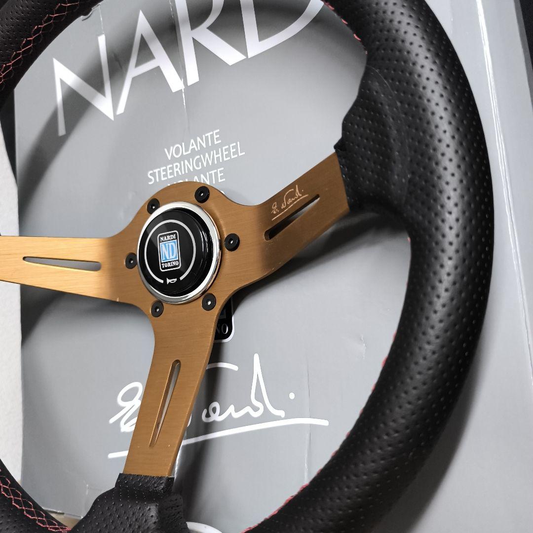NARDIナルディタイプ　ステアリング ゴールド350mm 　ディープ75mm