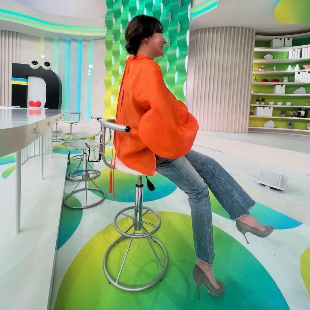 2024ブラミンク シルク100%バックリボンブラウス オレンジ BLAMINK