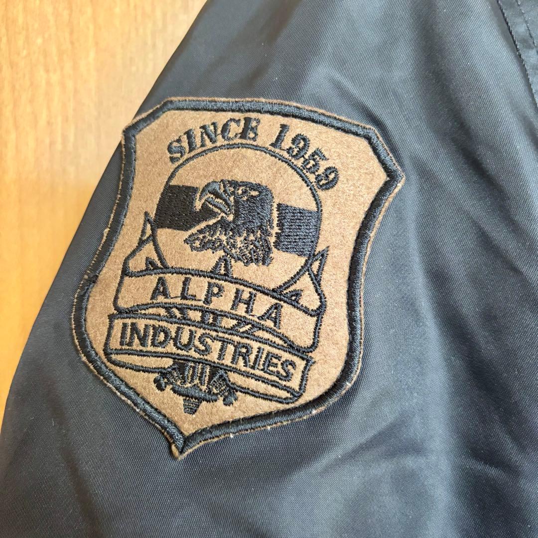 【バイカー仕様】ALPHA MA-1 ライディングJKT プロテクター付 黒 L