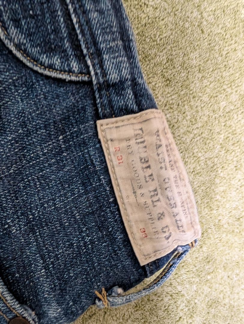 I*様 ダブルアールエル　ダークブルー ストレートデニム フライボタン 33×3