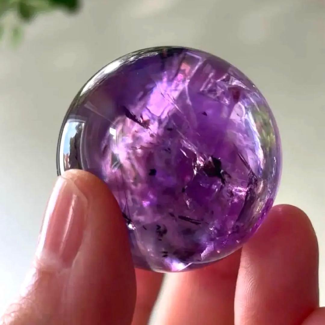 アメシスト　スフィア　高品質　3.7㎝　虹　ファントム　amethyst