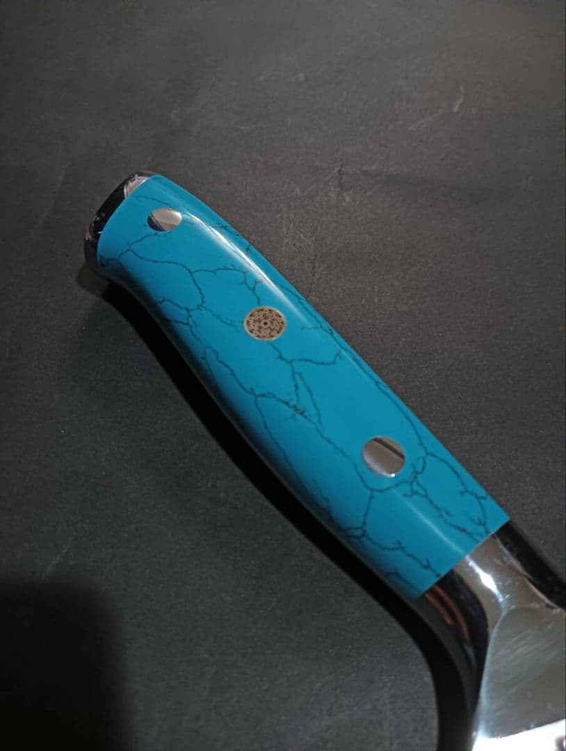 本鍛造33層ダマスカスV金10号切付包丁210mm ブルーターコイズ柄