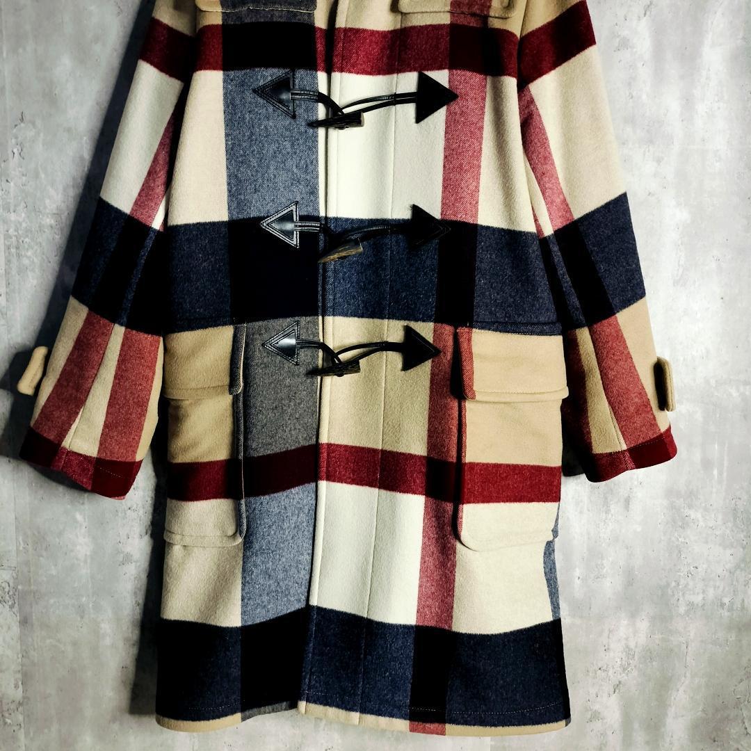 【美品】ブラックレーベルクレストブリッジ チェック 総柄 ダッフルコート M