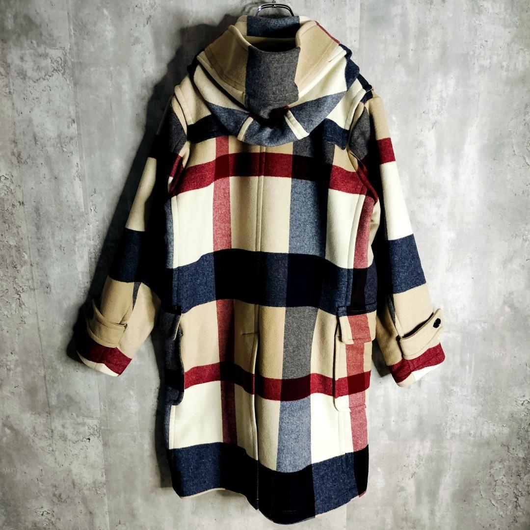 【美品】ブラックレーベルクレストブリッジ チェック 総柄 ダッフルコート M