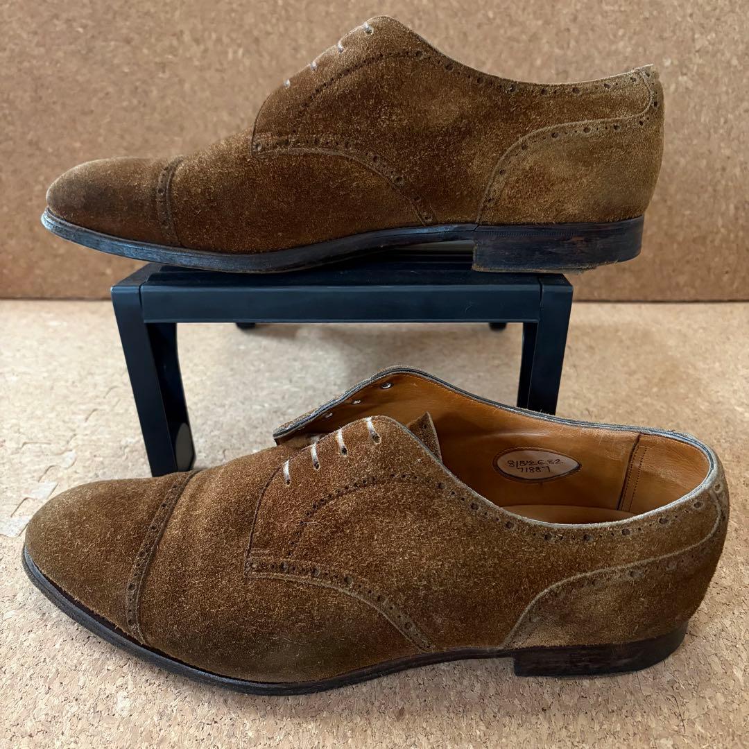 EDWARD GREEN スエード パンチドキャップトゥ ダービー 8E