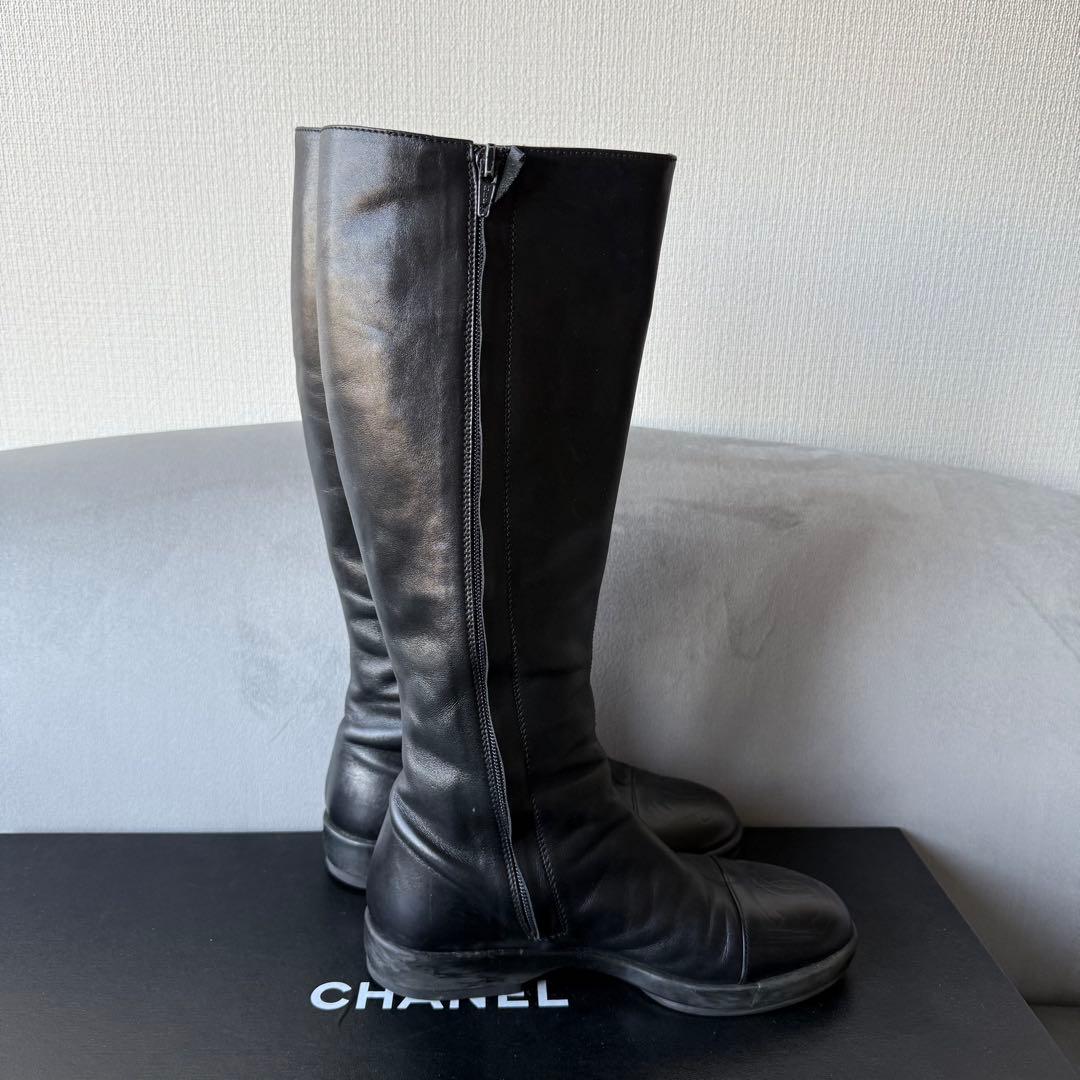 シャネル ロングブーツ ブラック ココマーク レザー 36 23cm