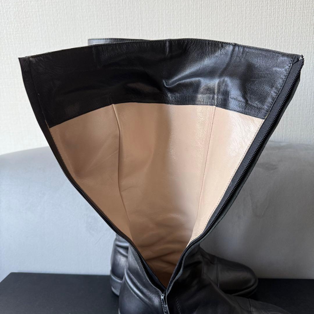 シャネル ロングブーツ ブラック ココマーク レザー 36 23cm