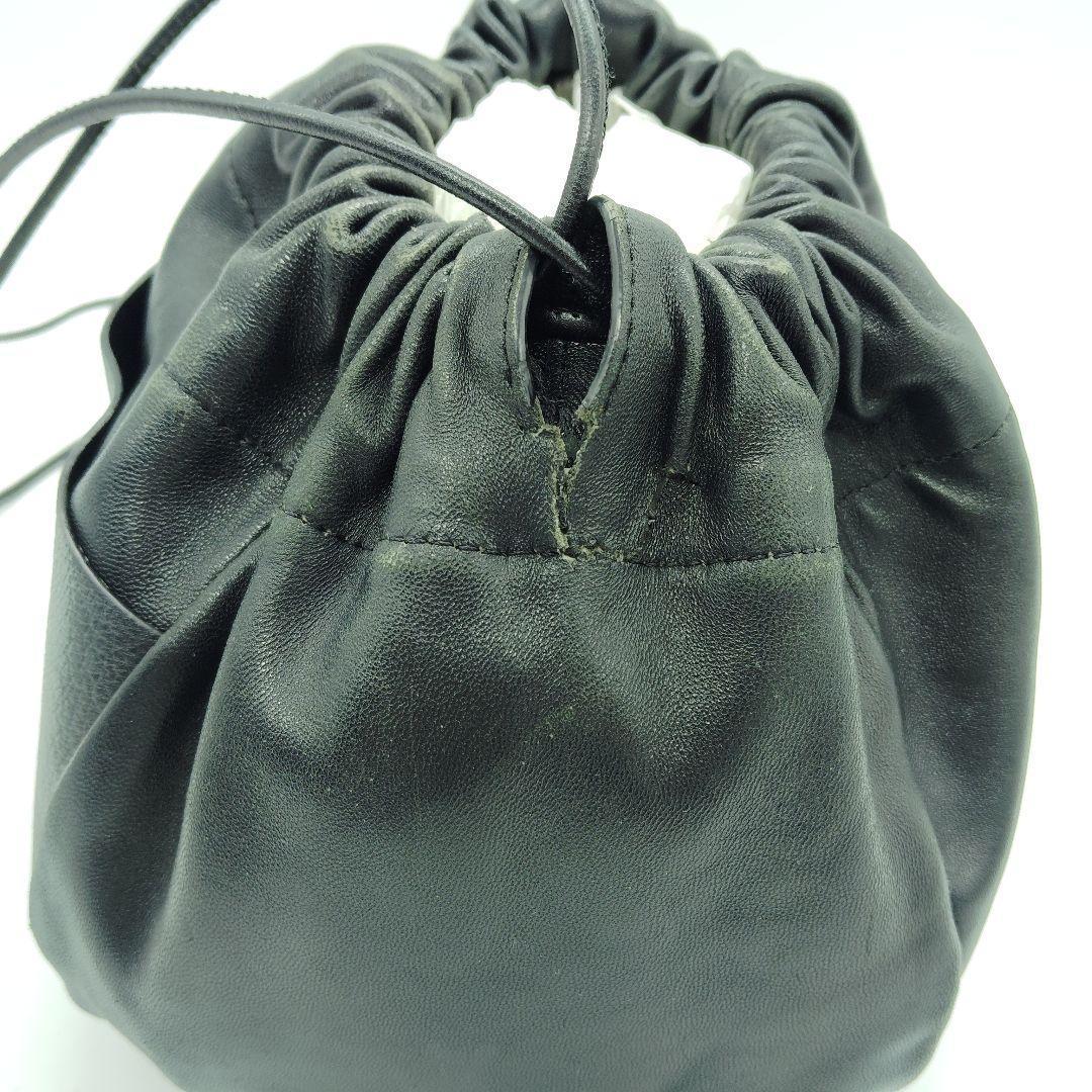 良品 ジルサンダー ドローストリング リバーシブル ショルダー 巾着 黒 レザー