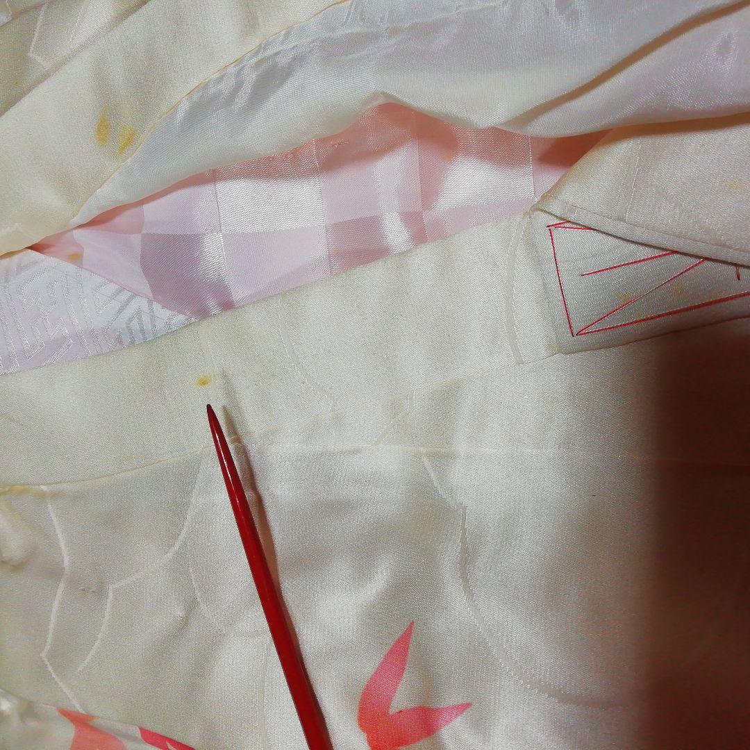 七五三　着物セット　正絹　3歳　オフホワイト×桃色