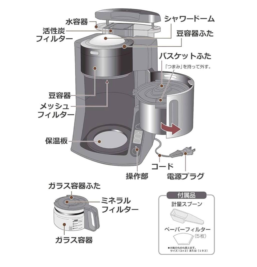 パナソニックNC-A57-K ブラック コーヒーメーカー デカフェ豆コースあり