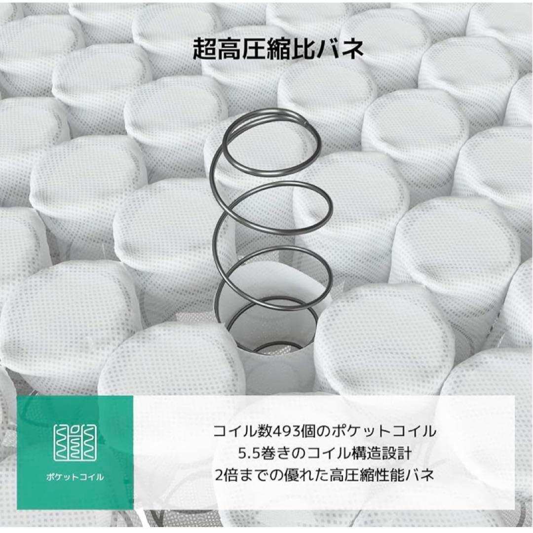 sakiセミダブル♥マットレス 極厚20cm 硬め ポケットコイル 硬さ1