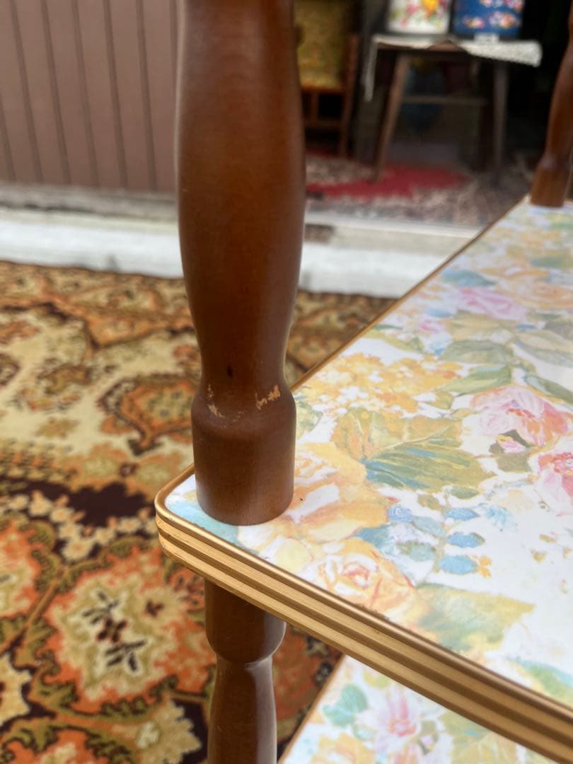 3段 キッチンワゴン レトロポップ 昭和レトロ 花柄 インテリア 当時物