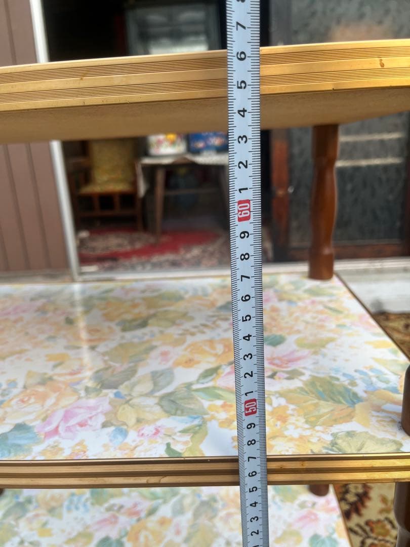 3段 キッチンワゴン レトロポップ 昭和レトロ 花柄 インテリア 当時物