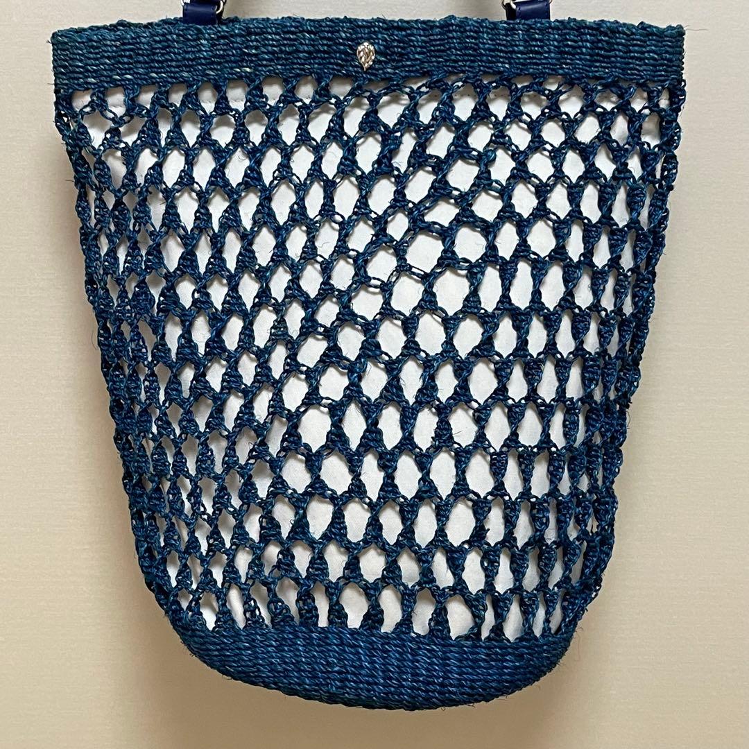 極美品 ヘレンカミンスキー レザーハンドルトートバッグ◎アバカ素材