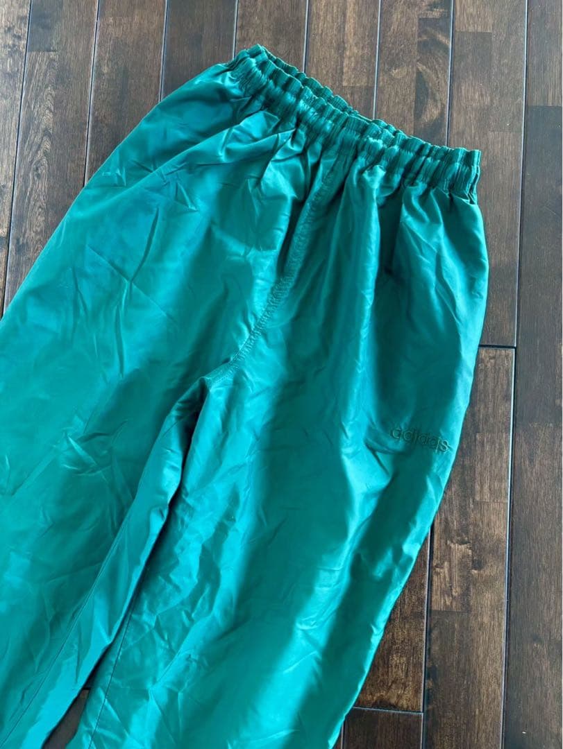 アディダス/入手困難 90s 国旗刺繍タグ ナイロン セットアップ 緑×白 L