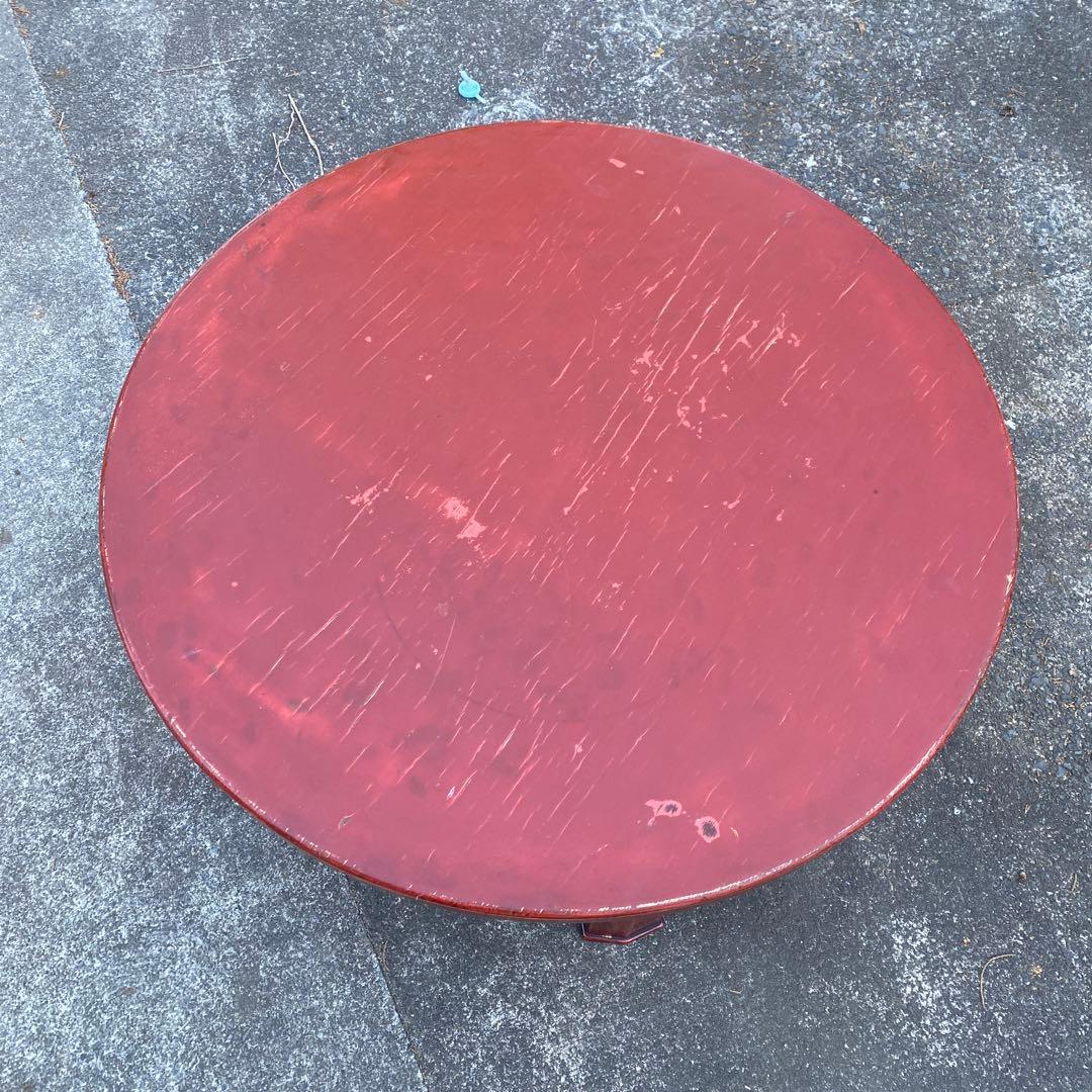 丸座卓　円卓　ちゃぶ台　75cm　朱色　中国美術